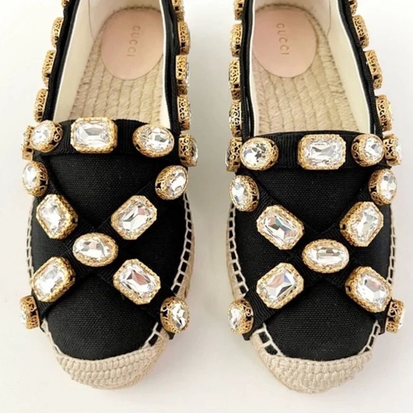 Gucci Pepita Crystal-embellished Espadrilles Black - Picture 5 of 5